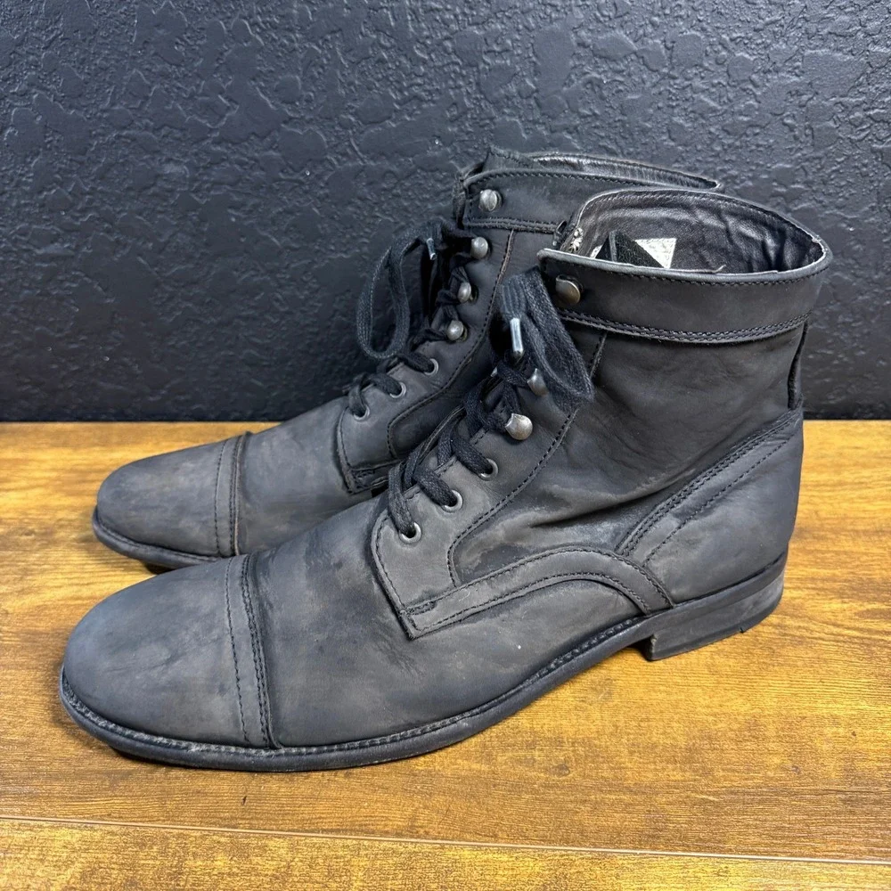Game Place Game Place Black Leather Lace Up Cap Toe Combat Boots Mens Size‎ 12